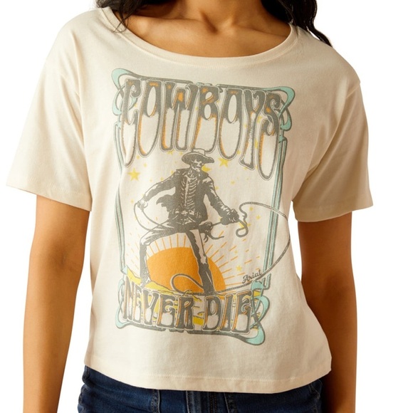 Ariat Tops - Ariat Cowboys Never Die Cropped Tee - Small